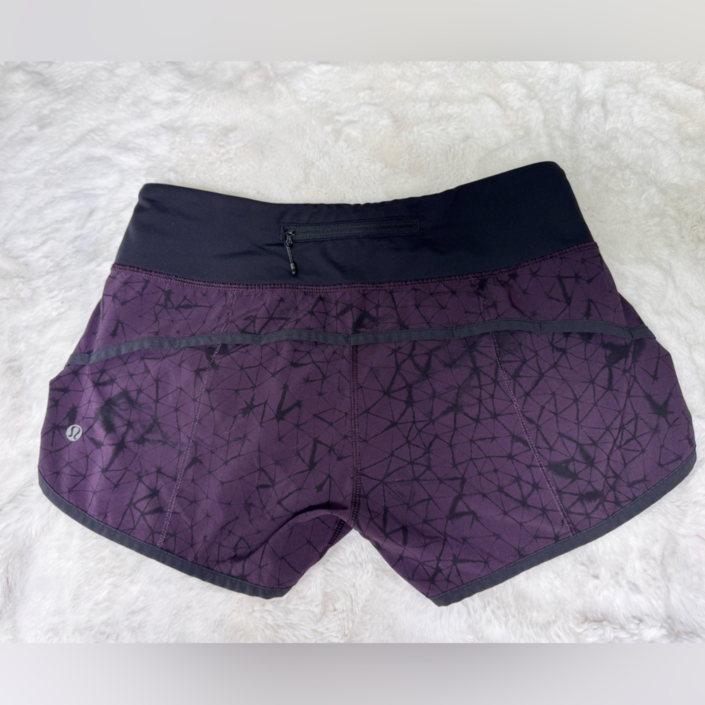 Lululemon Star Crushed Black and Purple Speed Running Shorts, Size 4 - Picture 3 of 6